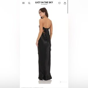 BRAND NEW Lucy in the Sky Strapless Satin Open Back Dress in Black
